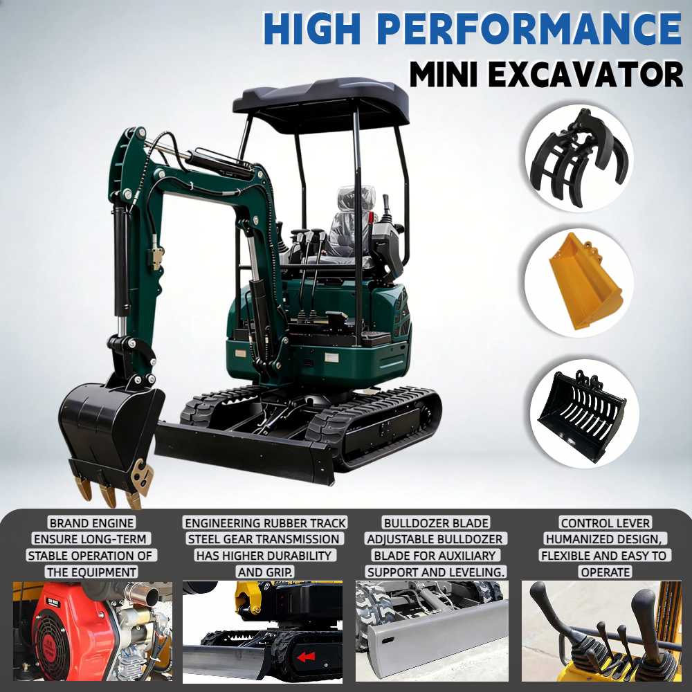 Gardening Tools Long - Miniescavadeira Multifuncional 1.5T/2.0T com Motor Yanmar