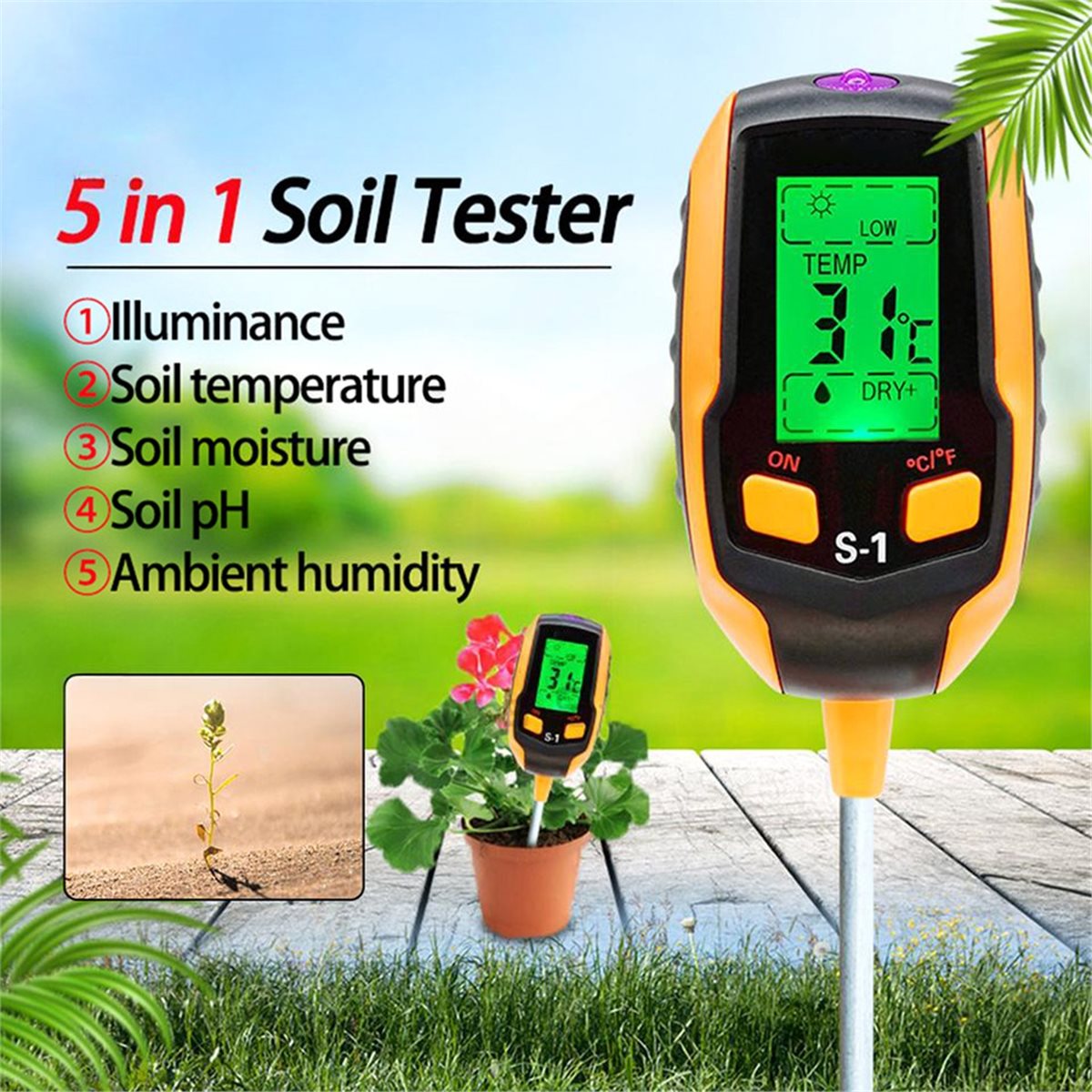 (PQWN) Sensor de Umidade do So - Gardening Tools B&Q avaliação e preço